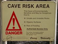 A sign outside the Stockyard Cave entrance