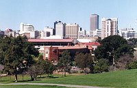 Oval and city skyline from North Adelaide