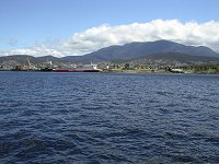 "Spirit of Tasmania - III" and Mt.Wellington, view from Derwent River next to Bellerive Quay