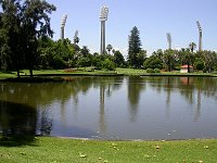 Queen's Gardens and the lights of WA Cricket Ground