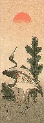 Hokusai - Two Cranes and Sunrise